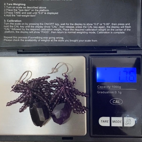 Handmade Amethyst Crystal Cluster Beads Drop Earrings - Picture 10 of 11